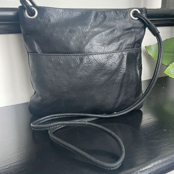 margot Handbags - Margo, genuine, leather Crossbody shoulder handbag, purse, minimalist, black